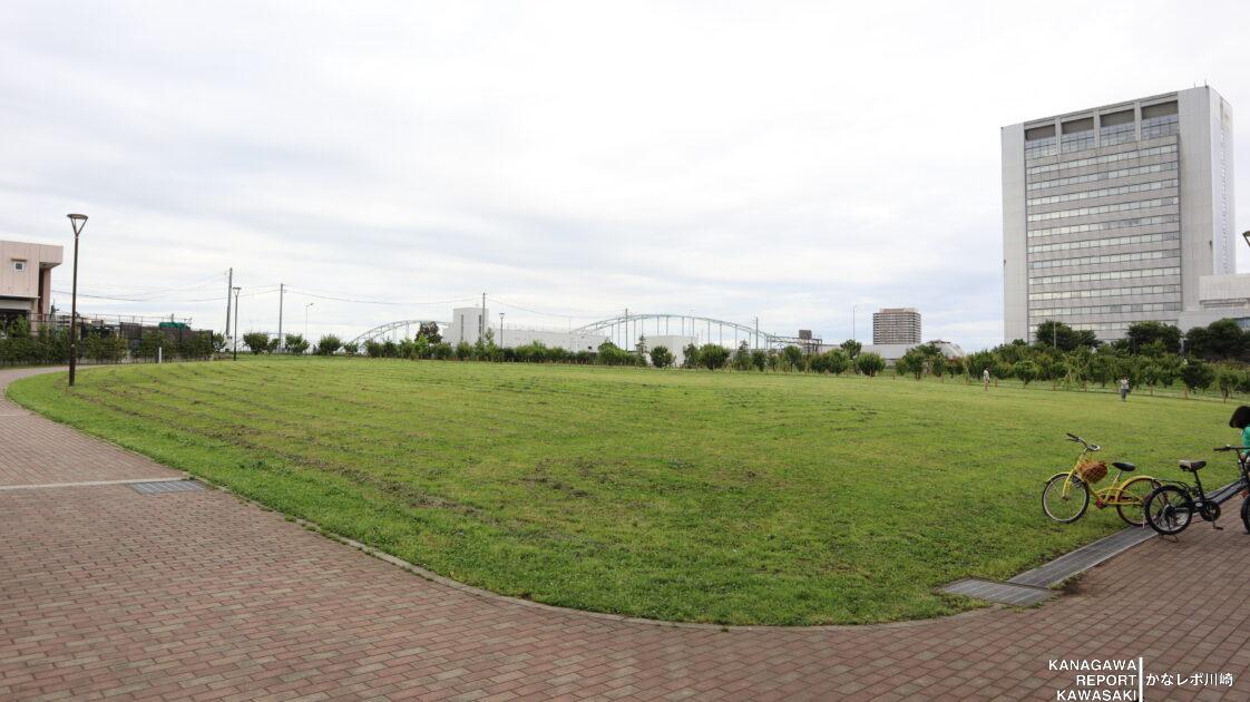 梅林の隣には広大な芝生広場