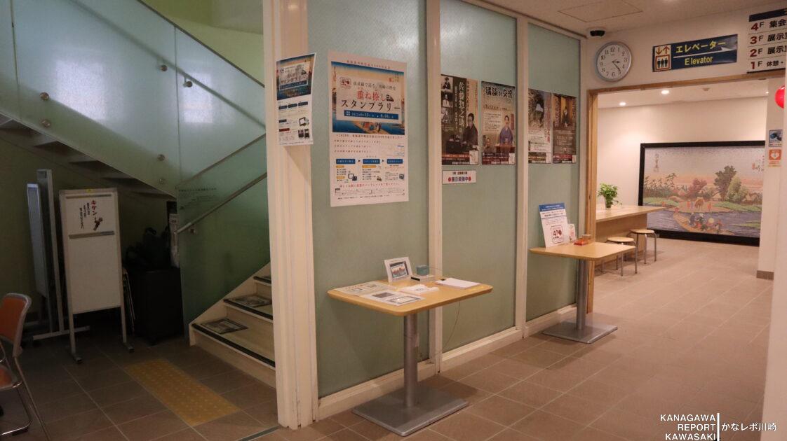 東海道かわさき宿交流館1F廊下に設置されたスタンプ台